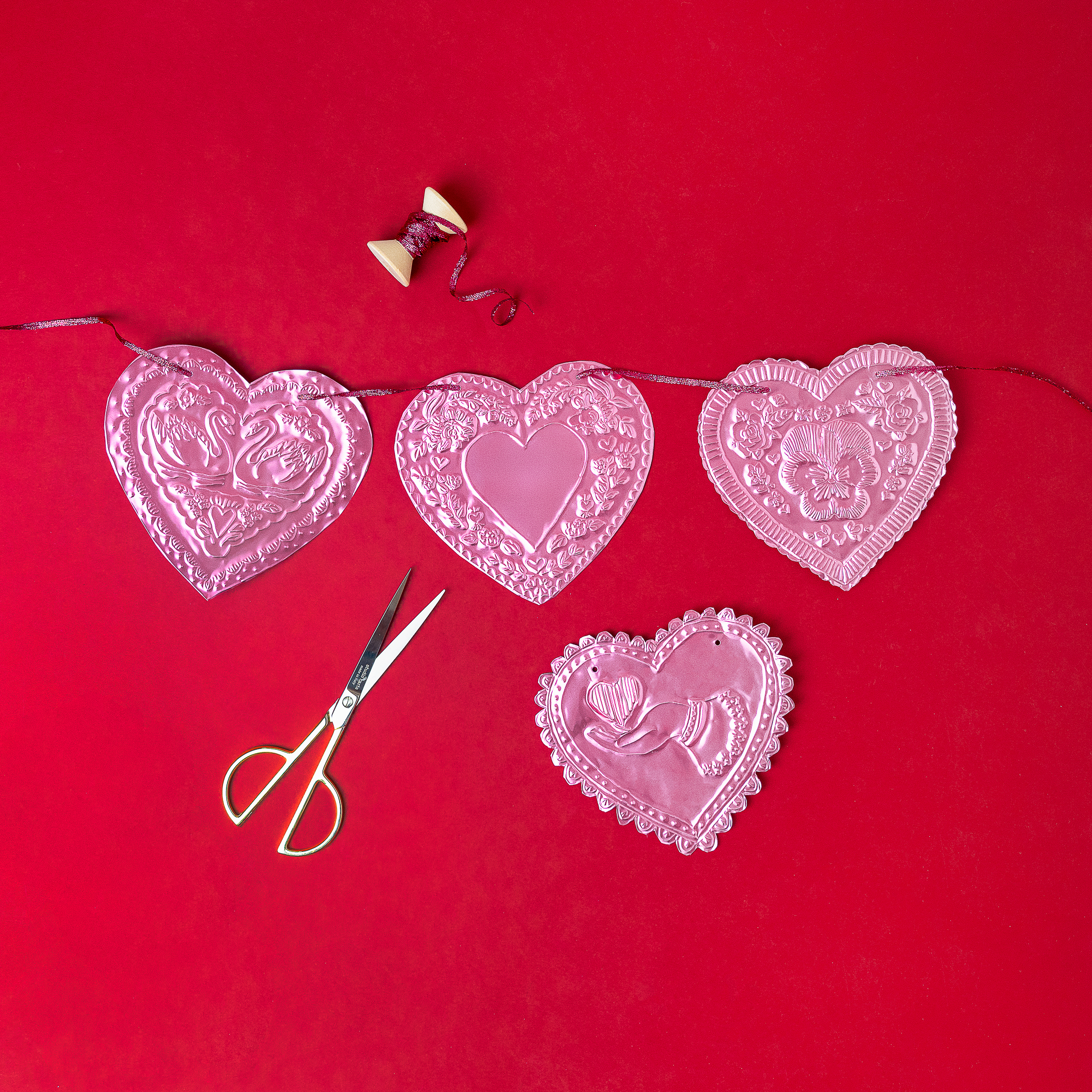 Tin embossed hearts
