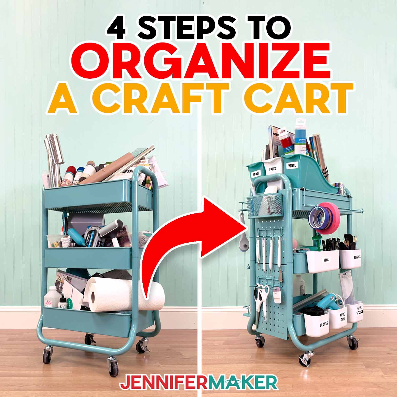 4 Steps To Organize A Craft Cart: Art Supplies Organization